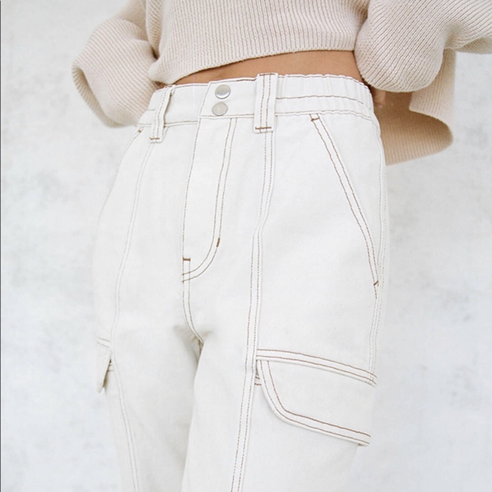 PacSun Bone utility cargo baggy pants, medium, white, never worn with tags on!